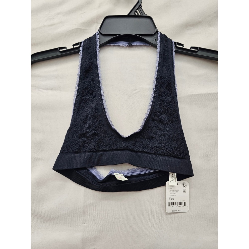 Free People Womens Halter Bralette Black Polyamide Blend Casual Size XS/S